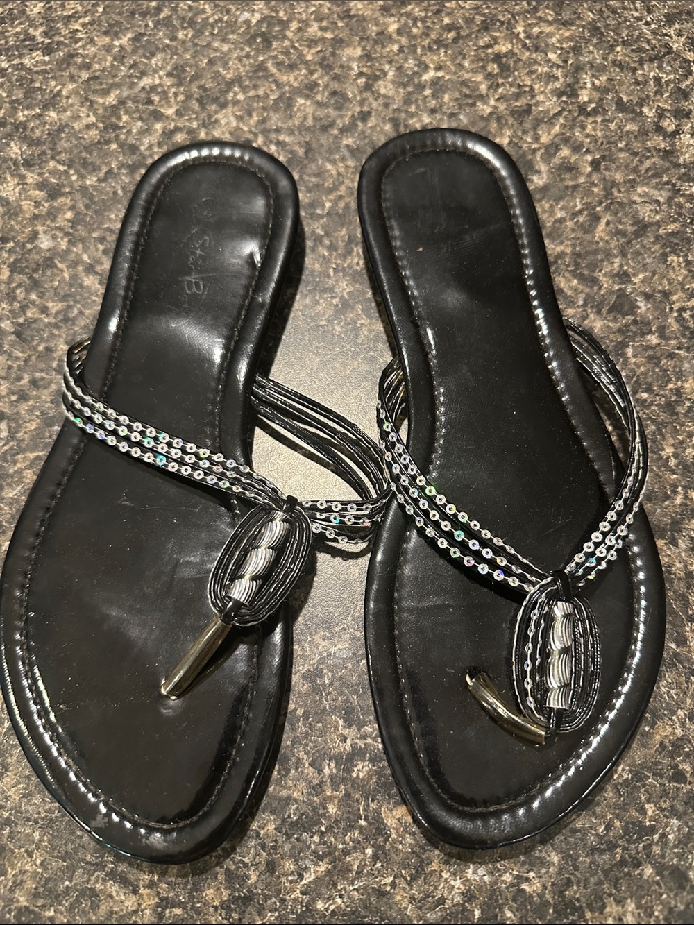 Black Women’s Beaded Thong Sandals